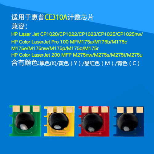 森威 适用hp1025计数芯片 CP1025 m176n m175a/nw m177fw hp126a 惠普黑蓝黄红彩色一套四色计数芯片 - 图1