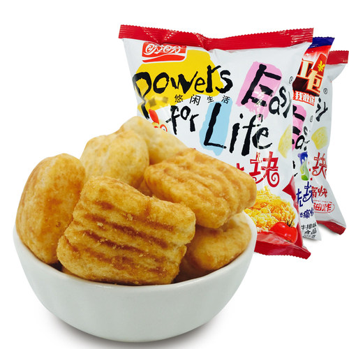 盼盼麦香鸡味块105g*8包番茄烧烤味膨化食品办公休闲食品零食小吃 - 图0
