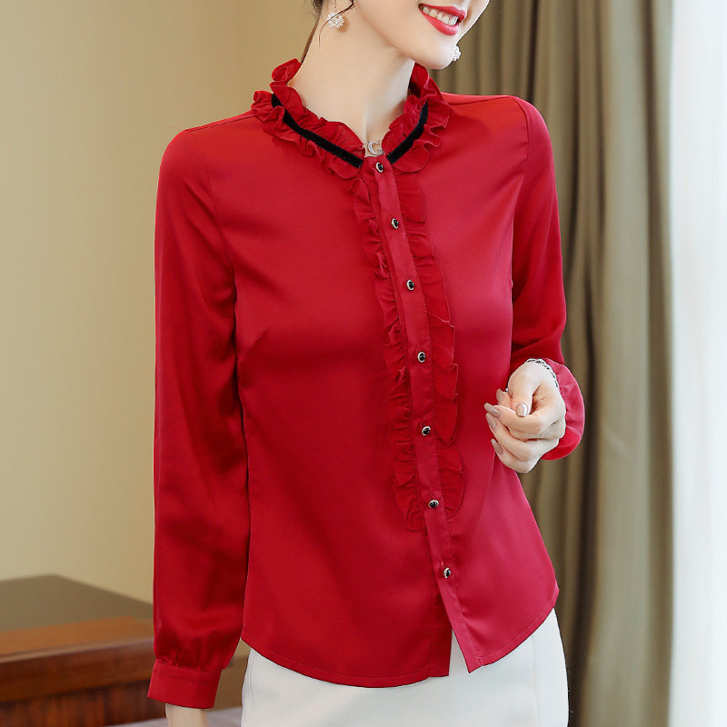 女士洋气百搭小衫气质宽松雪纺衫 爱衣买衣衬衫