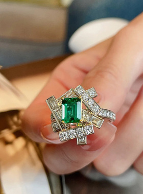 网红彩宝高级感戒指女ins轻奢