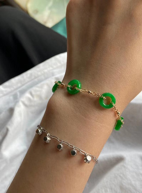 天然平安扣包金水晶手串