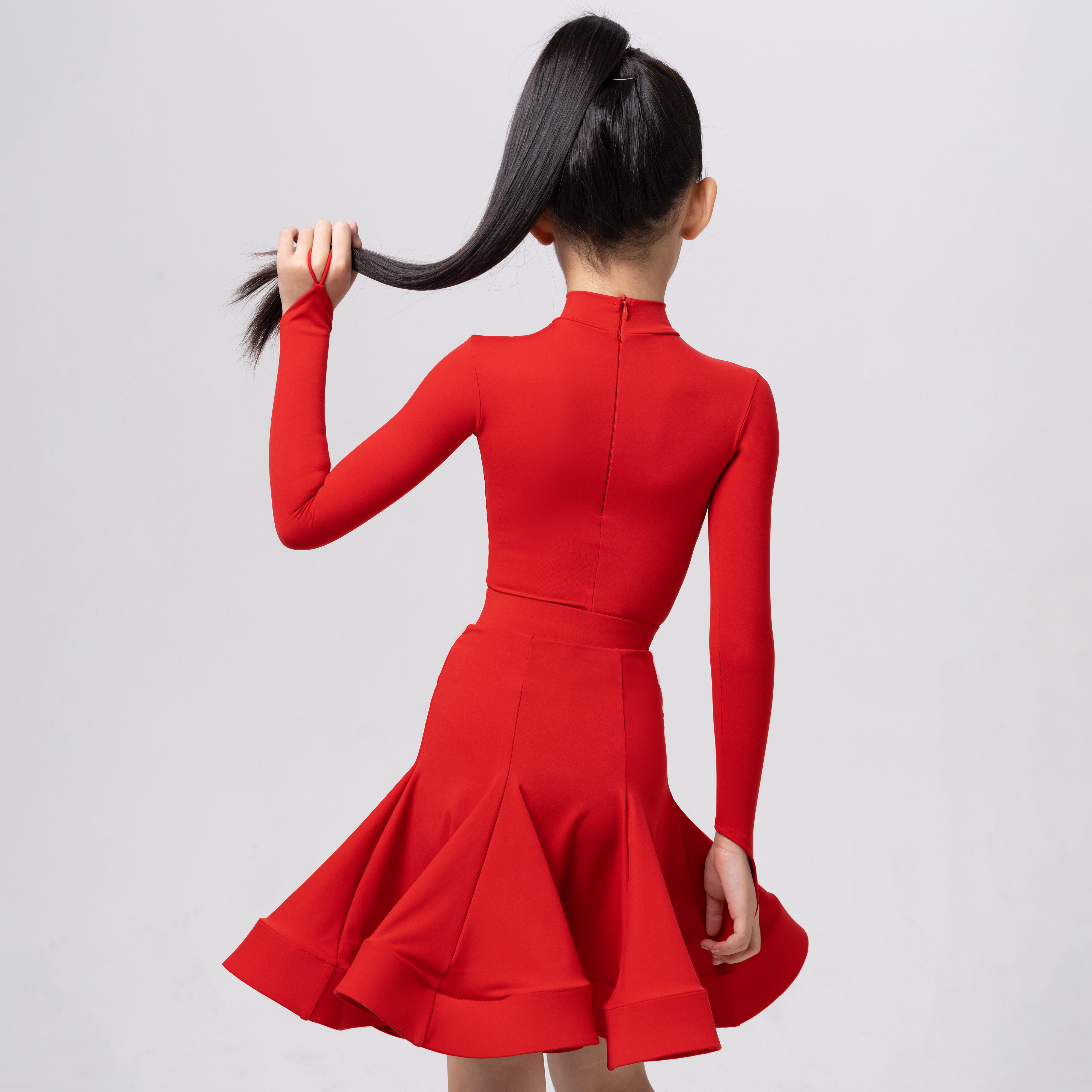 Venny薇妮拉丁舞女童比赛服国标考级规定服长袖大裙摆鱼骨演出服 - 图3