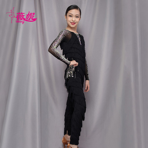 Venny薇妮拉丁舞服装比赛专业镶钻定制女成年新款拉丁演出服秋季 - 图1
