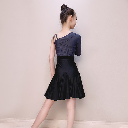 venny薇妮拉丁舞练功服女儿童专业单肩吊带舞裙秋季套装女童新款 - 图2