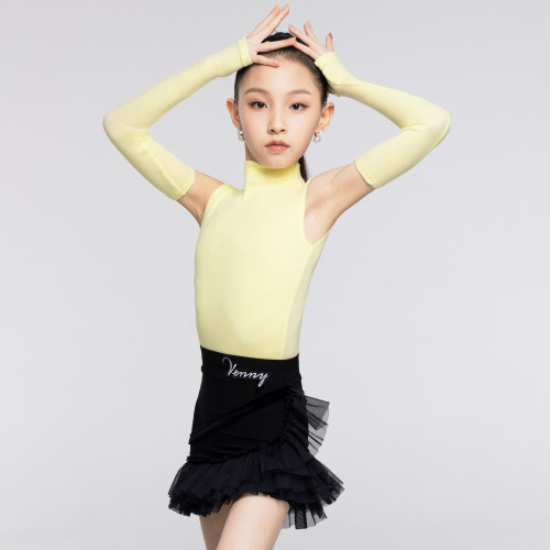 Venny薇妮【霓虹糖果】拉丁舞服高领分体练功服荷叶边裙摆训练服 - 图3