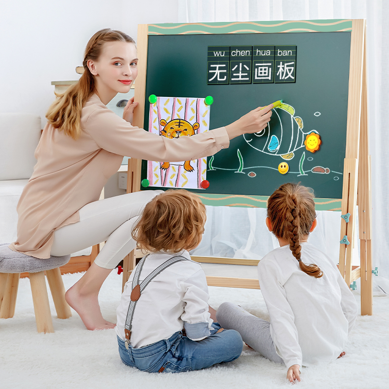 儿童画画板宝宝磁性无尘小黑板家用教学可擦支架式小学生写字白板