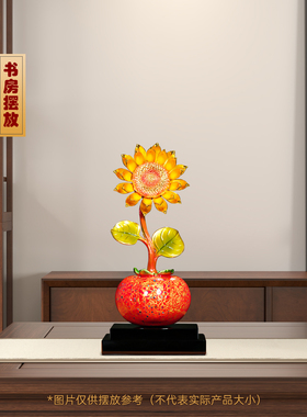 聚善缘一举夺魁向日葵铜摆件包邮