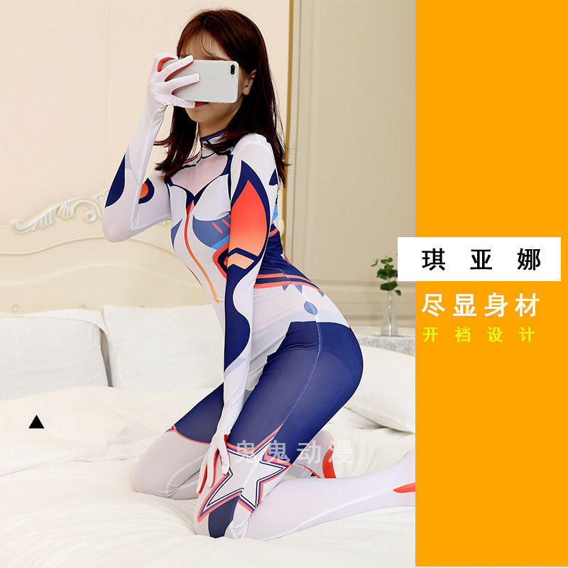 网红同款黑蜘蛛侠紧身衣连体女开裆服dva妲己皮肤cosplay性感免脱 - 图2