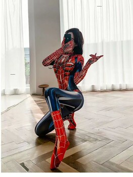 The Amazing Spider-Man tights one-piece women's crotchless black size large cosplay Douyin internet celebrates ຮູບແບບດຽວກັນ