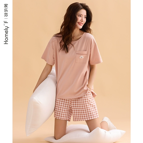 Шорты, пижама, тонкий хлопковый комплект, короткий рукав