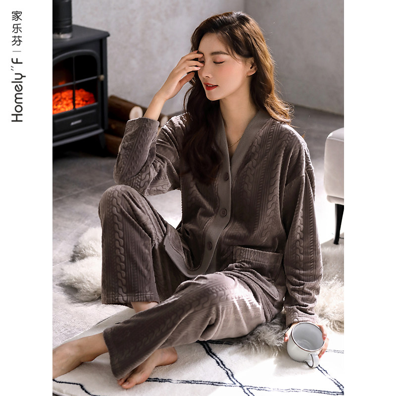 睡衣女士秋冬款冬季珊瑚绒加厚加绒法兰绒家居服海岛绒春秋款套装,淘宝优惠券,粉丝福利购,淘宝优惠卷