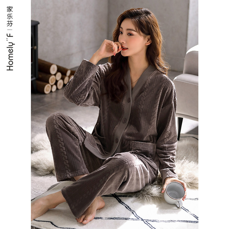 睡衣女士秋冬款冬季珊瑚绒加厚加绒法兰绒家居服海岛绒春秋款套装,淘宝优惠券,粉丝福利购,淘宝优惠卷