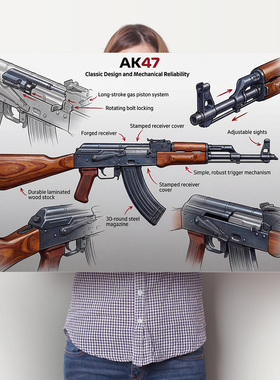 复古AK-47海报武器装备装饰画军事风卧室壁画学生收藏品墙贴挂画