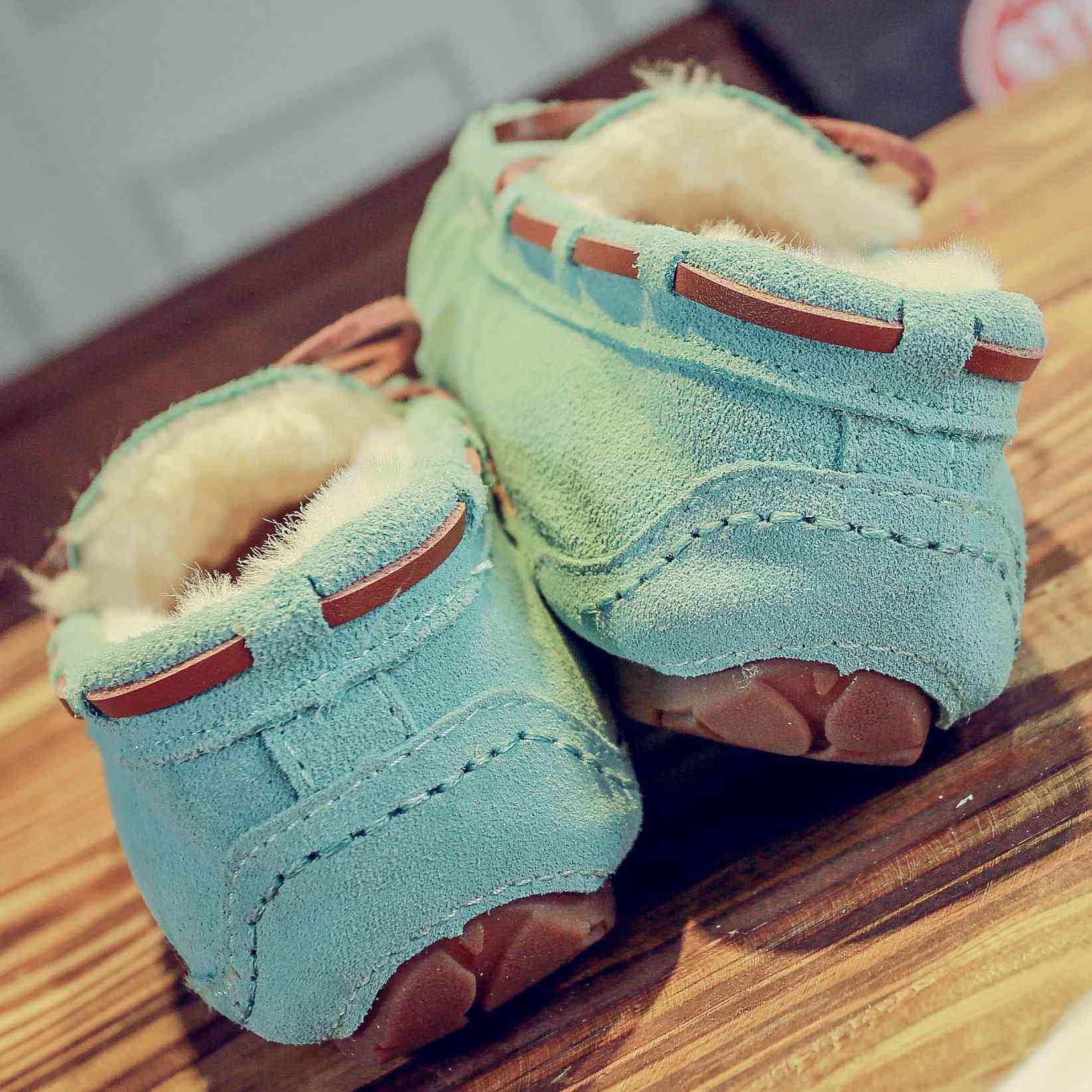 真皮羊毛豆豆鞋女真皮羊毛加绒冬季防滑保暖平底单鞋,淘宝优惠券,粉丝福利购,淘宝优惠卷