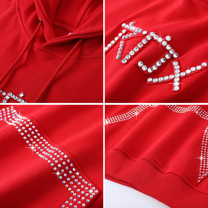 定制烫钻慵懒风宽松版潮ins卫衣 芭琦诗艺女装卫衣/绒衫