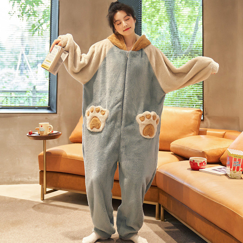 珊瑚绒连体冬可爱卡通套装秋冬睡衣 俏薇妮睡衣/家居服套装