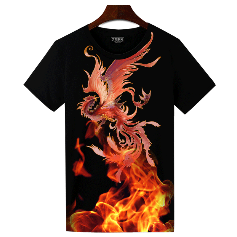 凤凰涅盘短袖男女春夏半截袖文化衫 久刻时光T恤