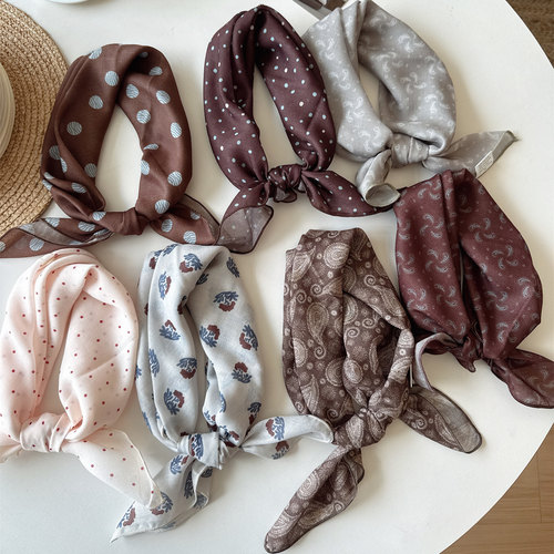 2025秋冬新款时尚百搭装饰包头巾波点小方巾领巾围巾绑腰上女 - 图0