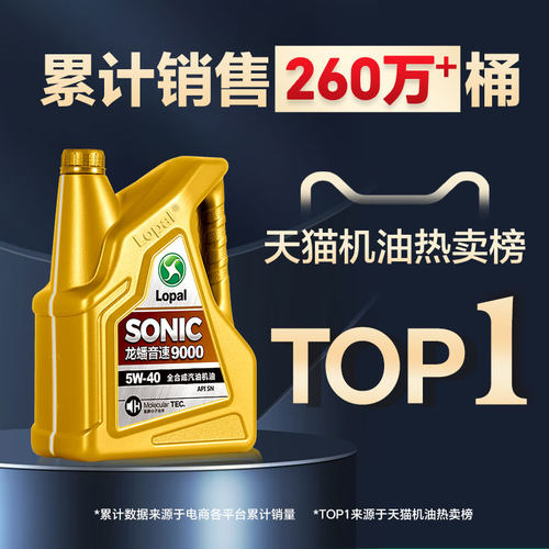 龙蟠9000全合成汽机油5W40 4L抗磨提动力汽车润滑油四季通用正品 - 图0