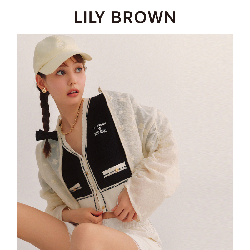 LILY BROWN2024春夏新品 MARY QUANT联名针织开衫LWND241206 - 图1