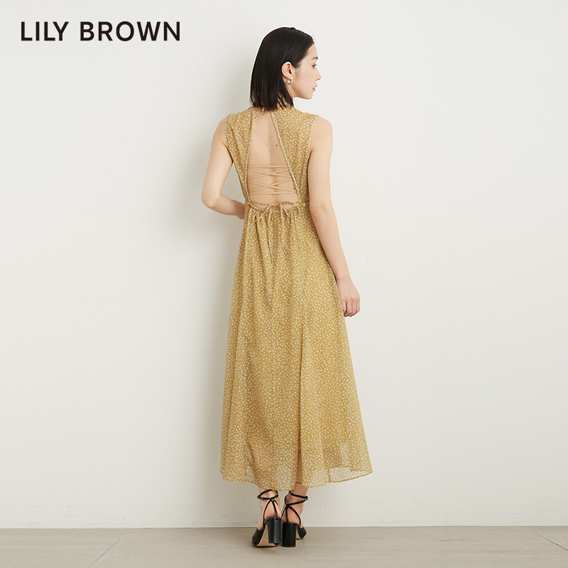 LILY BROWN秋冬款 无袖露背印花气质收腰连衣裙LWFO234021