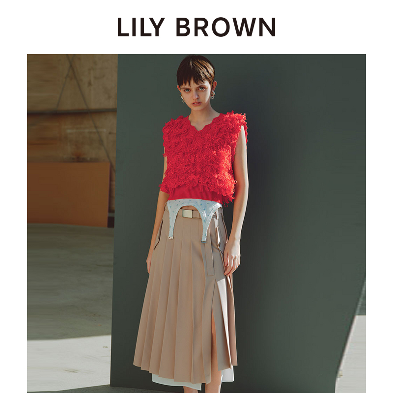 LILY BROWN2024春夏新品 学院风层次感高腰百褶半身裙LWFS241116