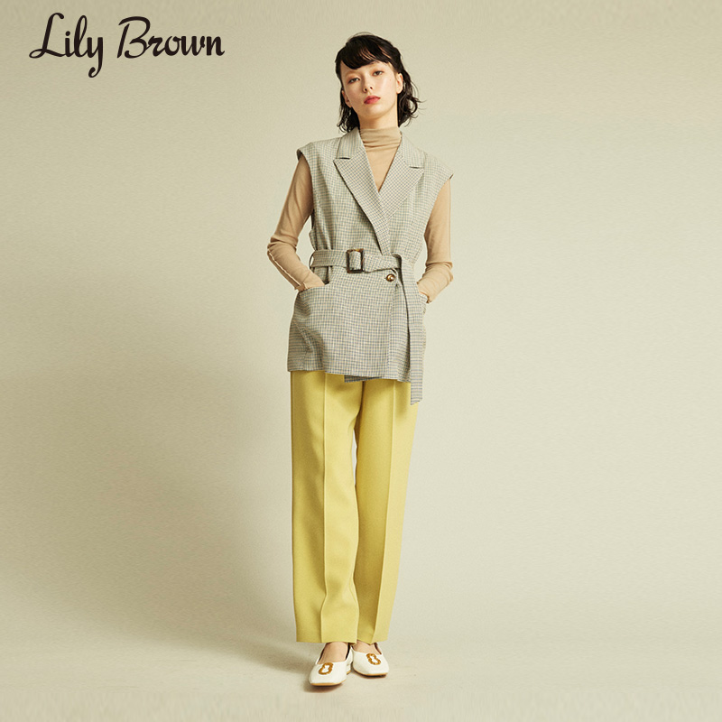 LILY BROWN春夏  百搭纯色修身打褶休闲长裤LWFP211048 - 图3