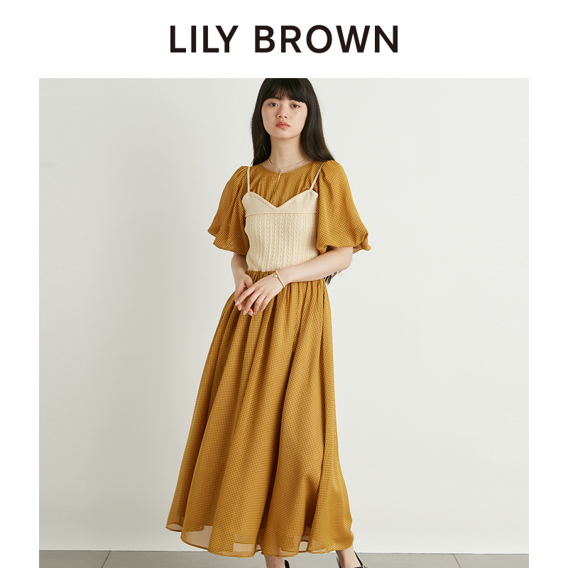 LILY BROWN2024春夏新品 气质针织雪纺拼接假2件连衣裙LWFO241108