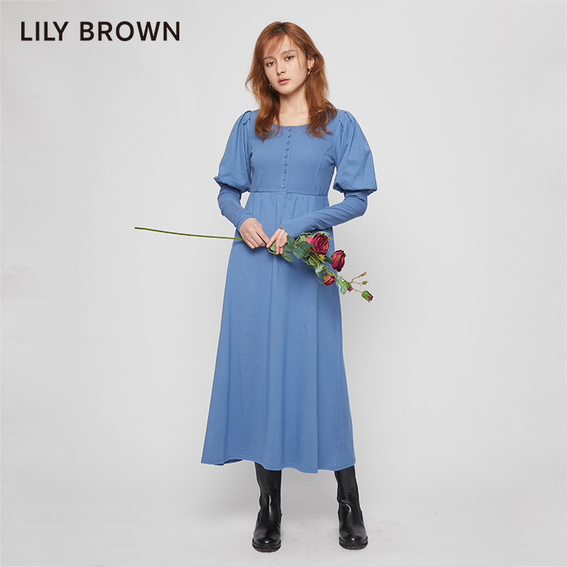 LILY BROWN秋冬正反两穿泡泡袖针织连衣裙LWCO214167-图1