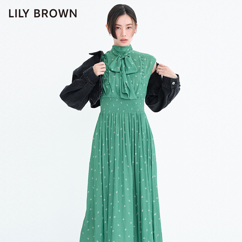 LILY BROWN春夏款甜美无袖蝴蝶结系带收腰连衣裙LWFO231266