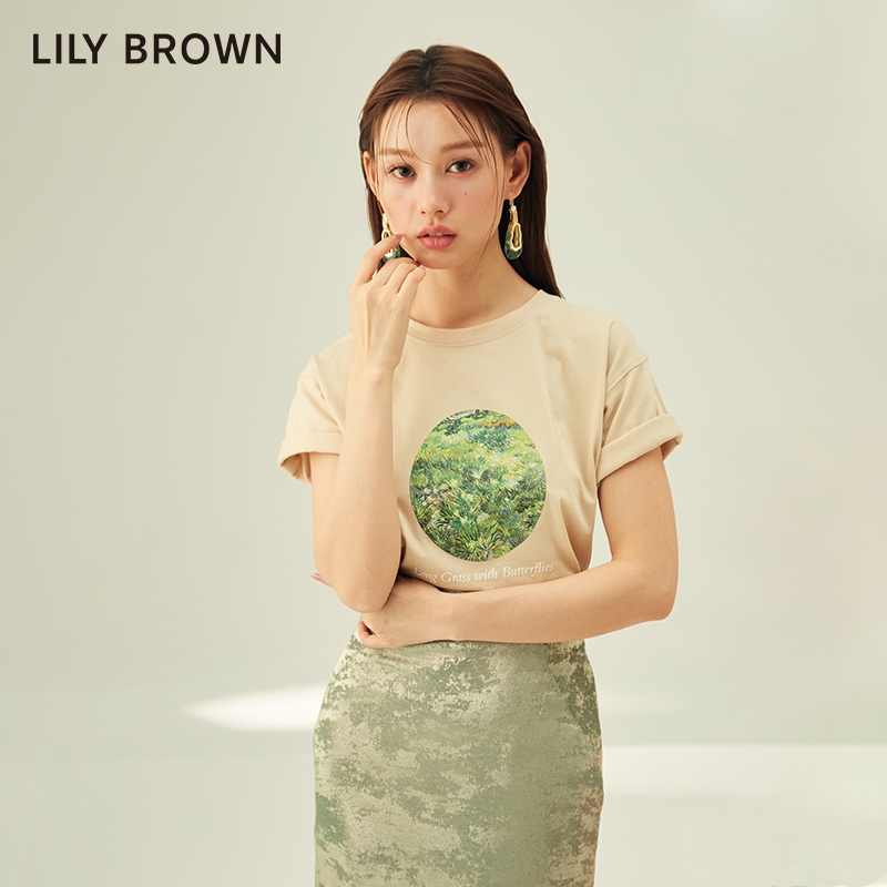 LILY BROWN春夏款 大英博物馆联名简约印花T恤LWCT221207