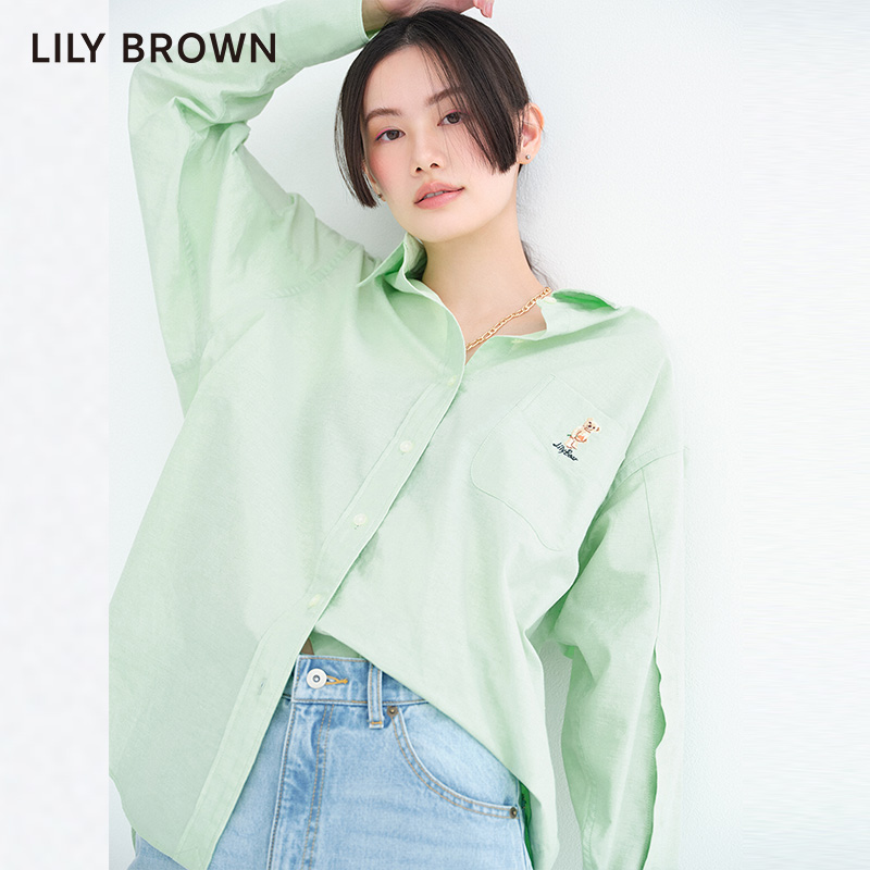 LILY BROWN春夏款LILYBEAR刺绣熊可爱学院风衬衫LWFB231211 - 图1