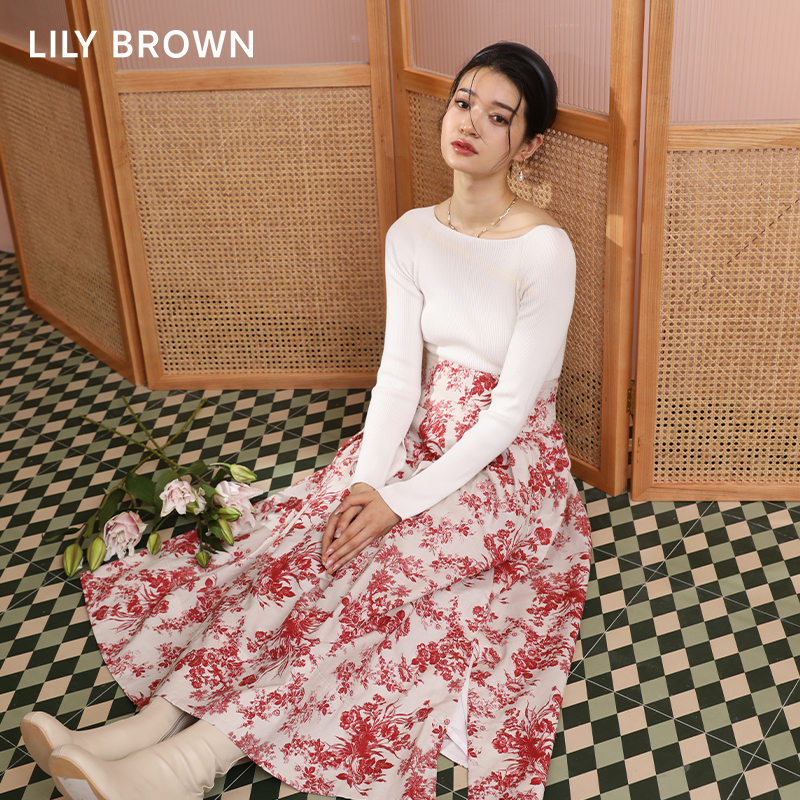 LILY BROWN春夏款复古印花高腰新中式国风半身裙LWFS222017 - 图2