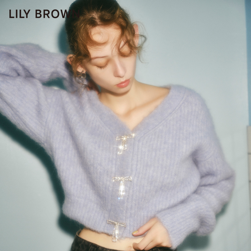 LILY BROWN秋冬款 毛绒绒软糯针织钻扣毛衣外套LWND235807