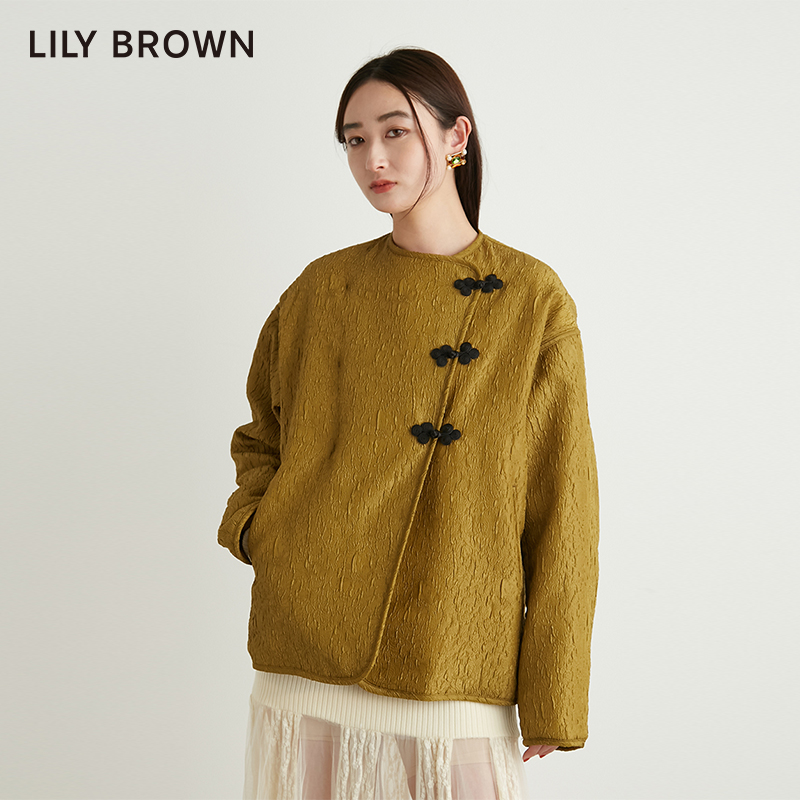 LILY BROWN2023秋冬新品新中式盘扣肌理感斜襟圆领棉衣LWFJ234175