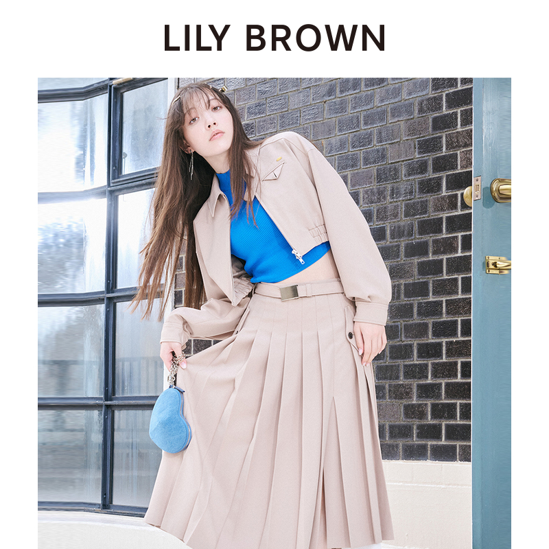 LILY BROWN2024春夏新品 学院风层次感高腰百褶半身裙LWFS241116