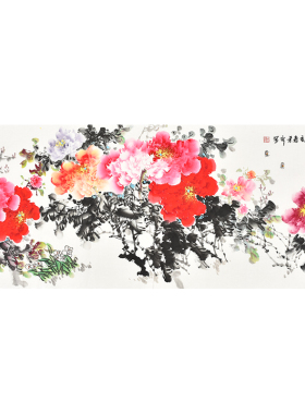 美协名家手绘国画真迹花鸟画牡丹