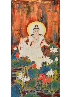 纯手绘字画重彩人物画