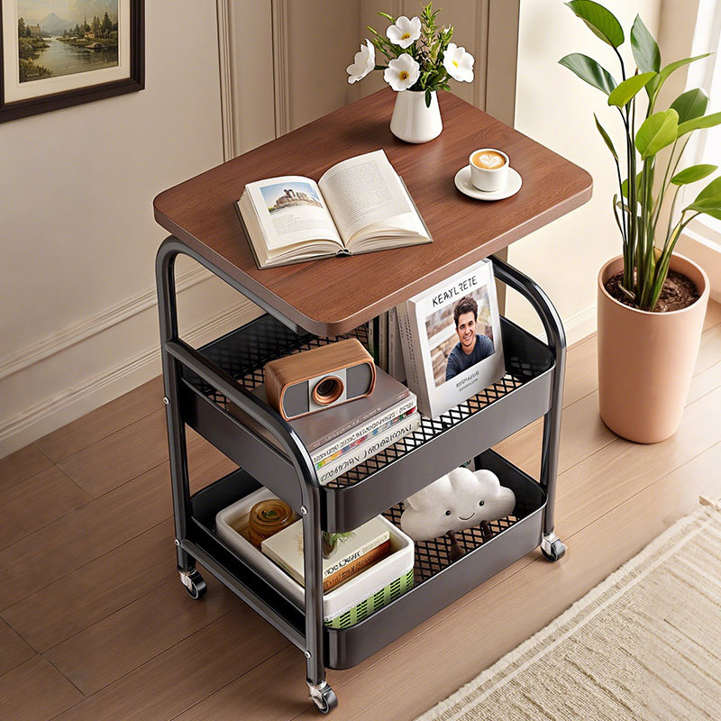 小推车置物架落地零食收纳架可折叠移动置物架床头置物架客厅茶几,淘宝优惠券,粉丝福利购,淘宝优惠卷