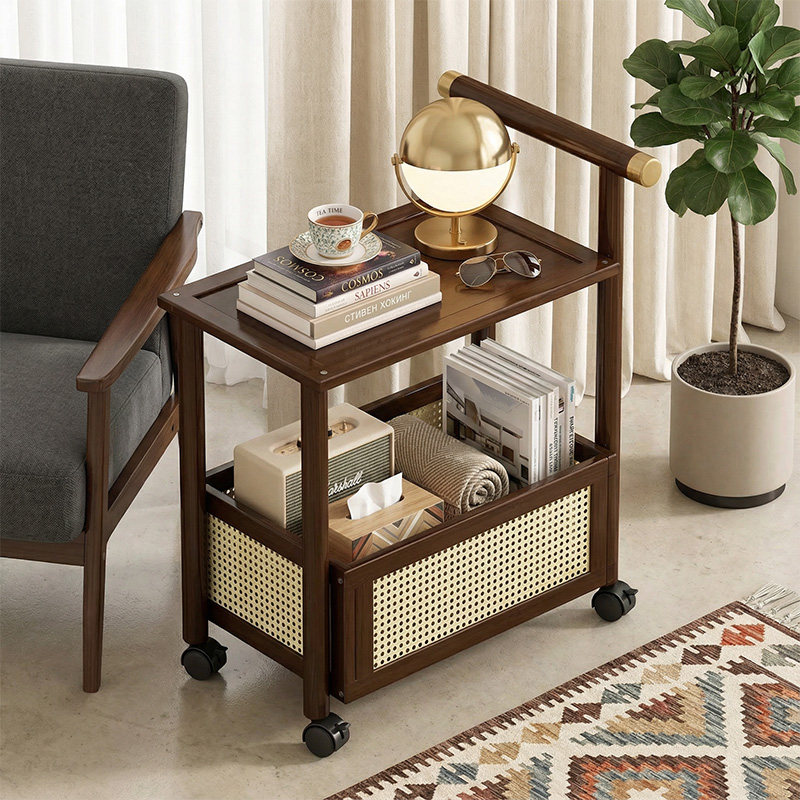中古风小推车家用可移动茶几高级感置物架客厅沙发边几收纳储物架,淘宝优惠券,粉丝福利购,淘宝优惠卷