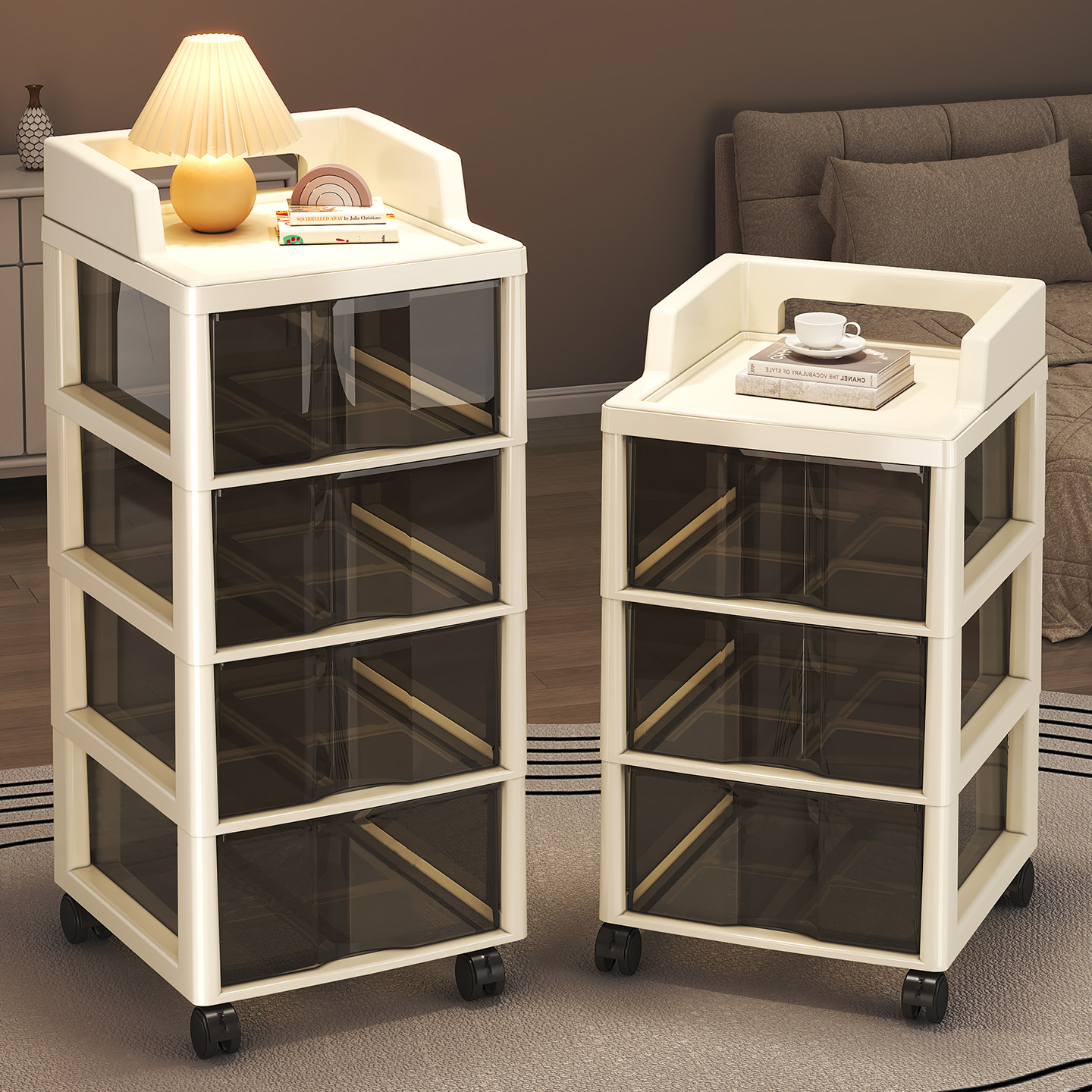 抽屉式收纳柜落地家用客厅零食玩具小推车收纳架卧室可移动床头柜,淘宝优惠券,粉丝福利购,淘宝优惠卷
