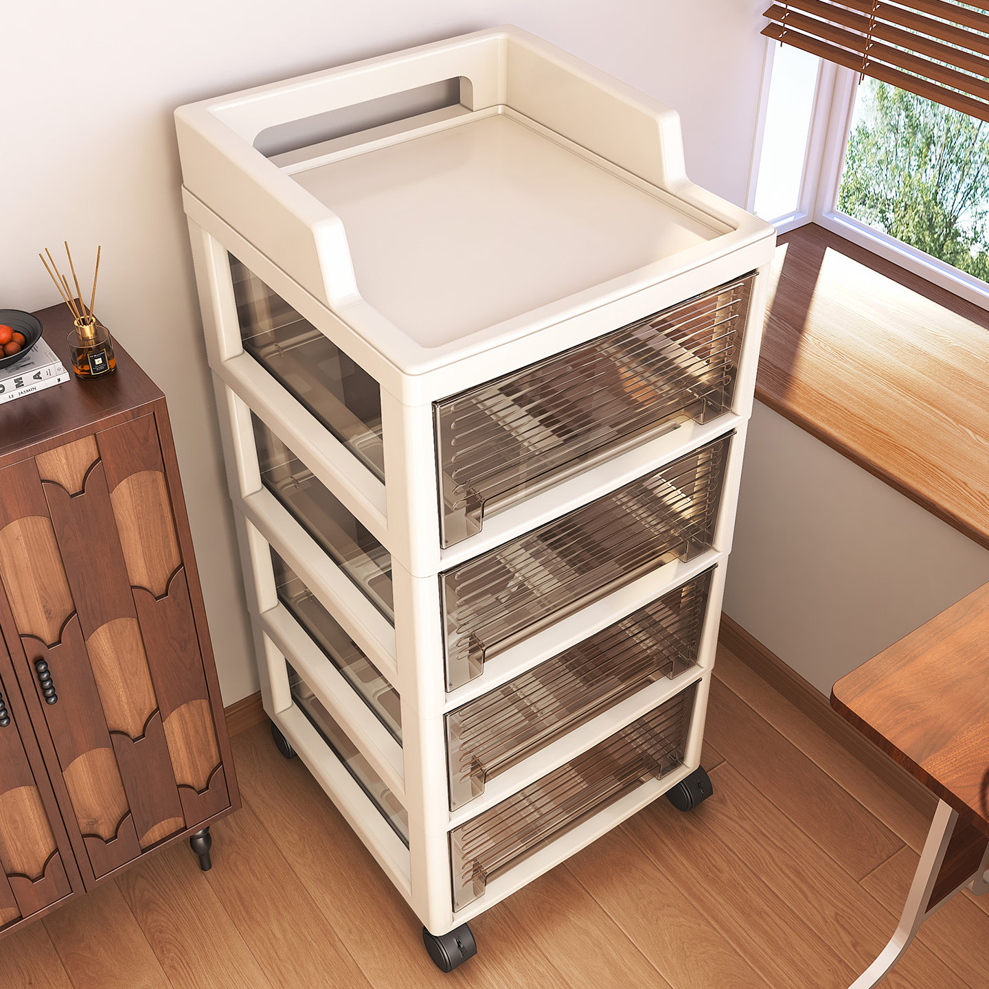 抽屉式收纳柜家用落地多层小推车置物架可移动客厅玩具零食储物柜,淘宝优惠券,粉丝福利购,淘宝优惠卷