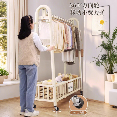 简易衣帽架落地卧室阳台家用室内挂衣架可移动晾衣架衣服收纳架子 - 图1