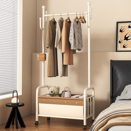 衣架卧室落地家用挂衣服架子可移动室内晾衣架简易省空间衣帽架子 - 图0