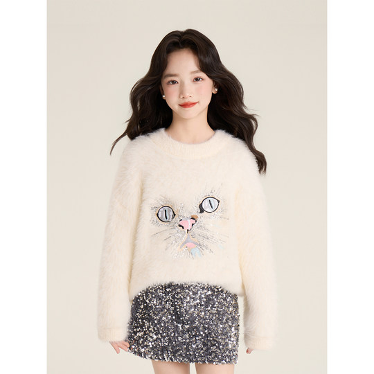 Amybaby girls skirt winter 2025 new fashion velvet sequin sparkling hip skirt A-line skirt