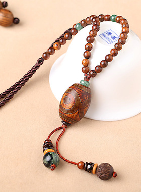 复古民族风古风新中式百搭衣服配项链天珠吊坠毛衣链女挂件配饰品