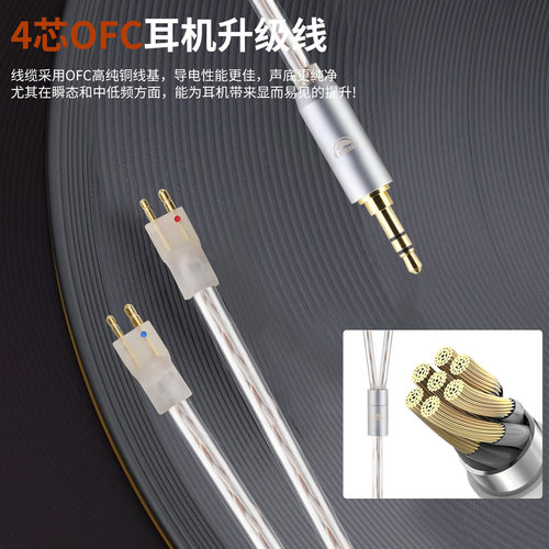 okcsc适用萌音FITEAR MH334 F111耳机线2.5 4.4mm金宝耳机升级线 - 图2