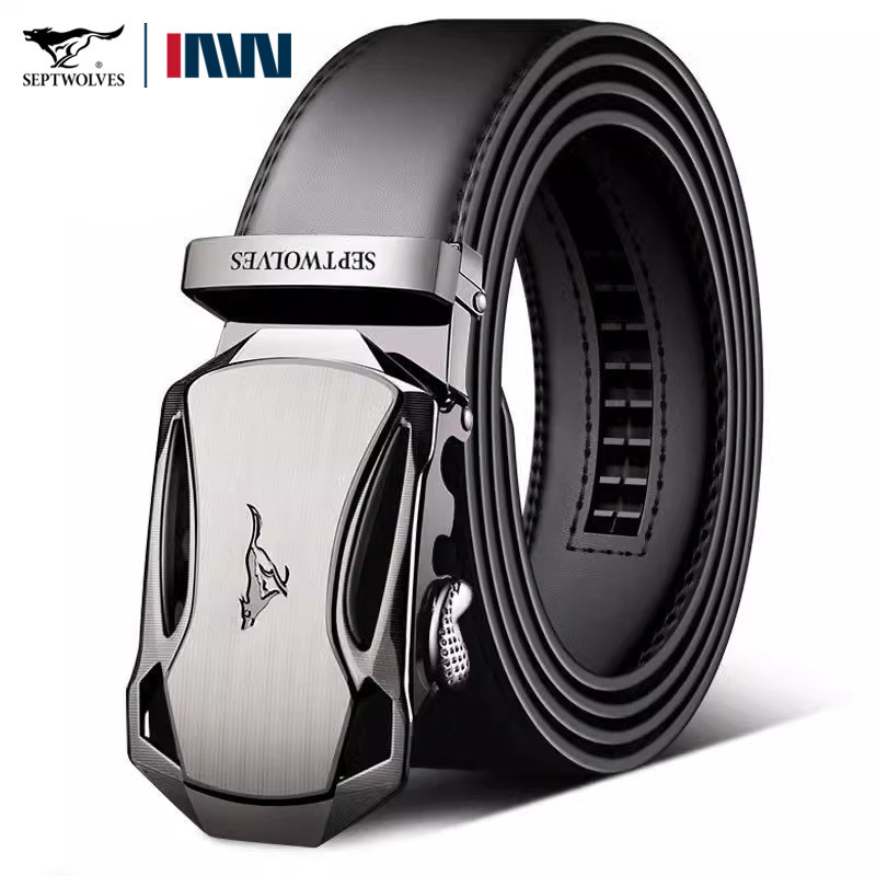 七匹狼真皮皮带男士腰带男式新款潮流牛皮商务时尚个性自动扣裤带