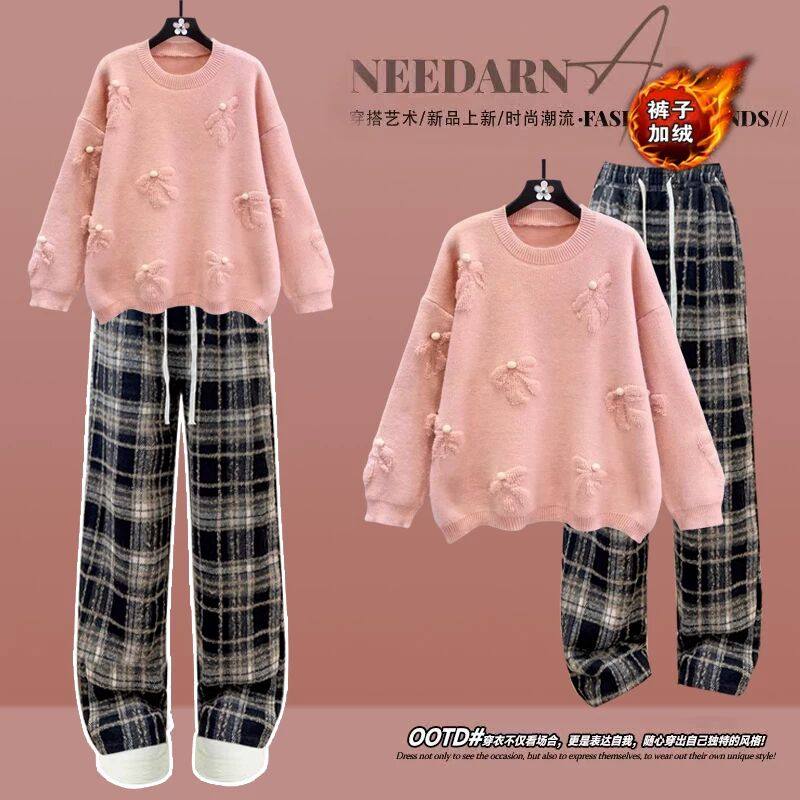 女童毛衣套装儿童2026秋冬季新款中式过年大童红色马年本命年加绒,淘宝优惠券,粉丝福利购,淘宝优惠卷