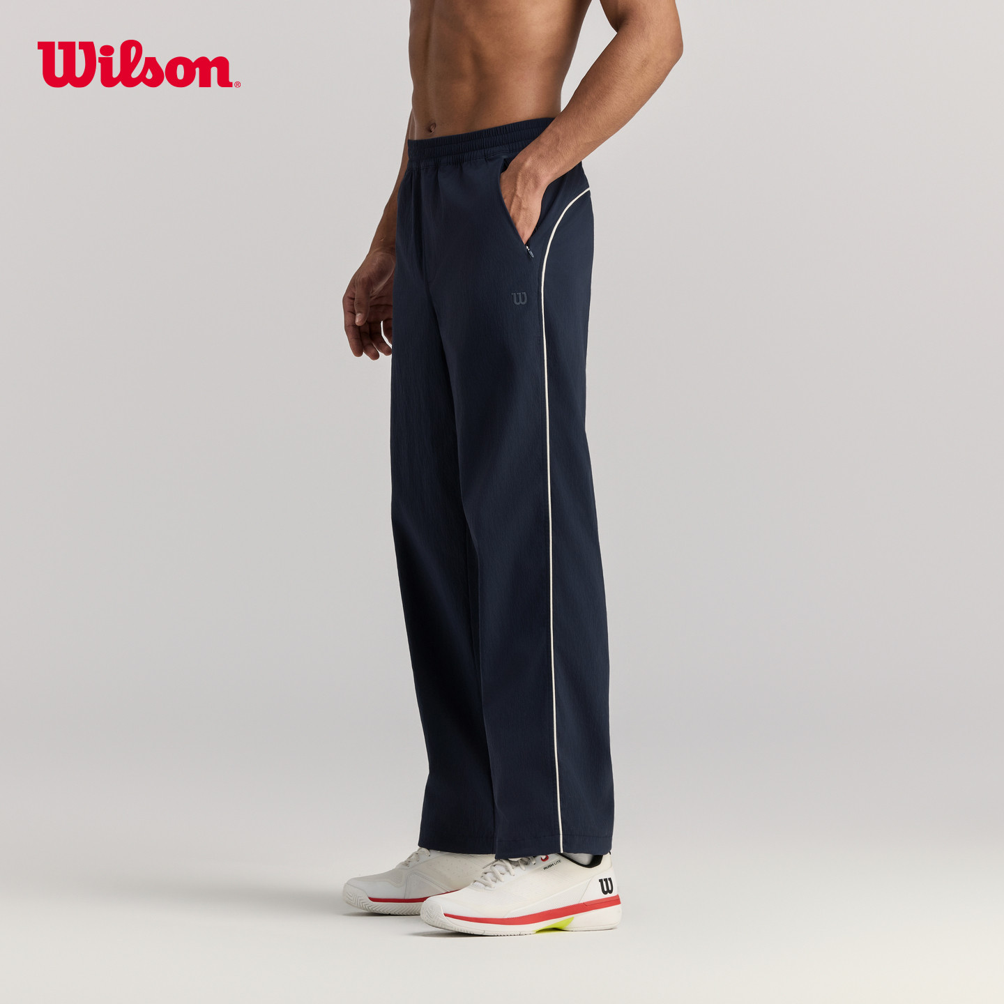 Wilson威尔胜官方26年春季新款男士弹力腰头宽松网球运动梭织长裤,淘宝优惠券,粉丝福利购,淘宝优惠卷